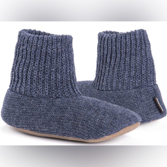 MUK LUKS Men's Morty Ragg Wool Slipper Sock, Denim size large - Picture 1 of 9